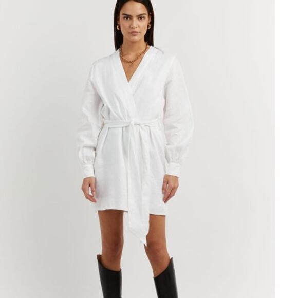 DISSH Dresses & Skirts - DISSH Dale Linen Wrap White Dress 2